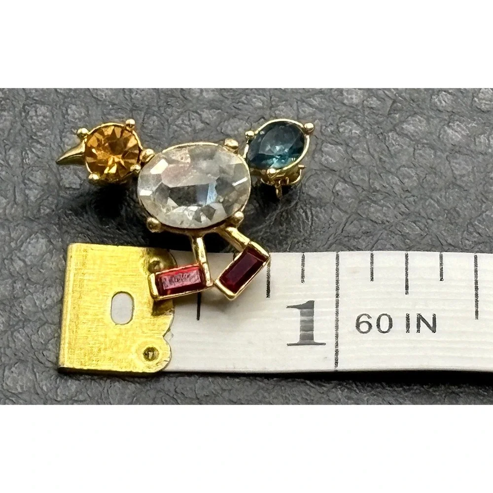 Vintage Joan Rivers Gold Tone Rhinestone Tiny Chick Bird Brooch Pin Crystal
